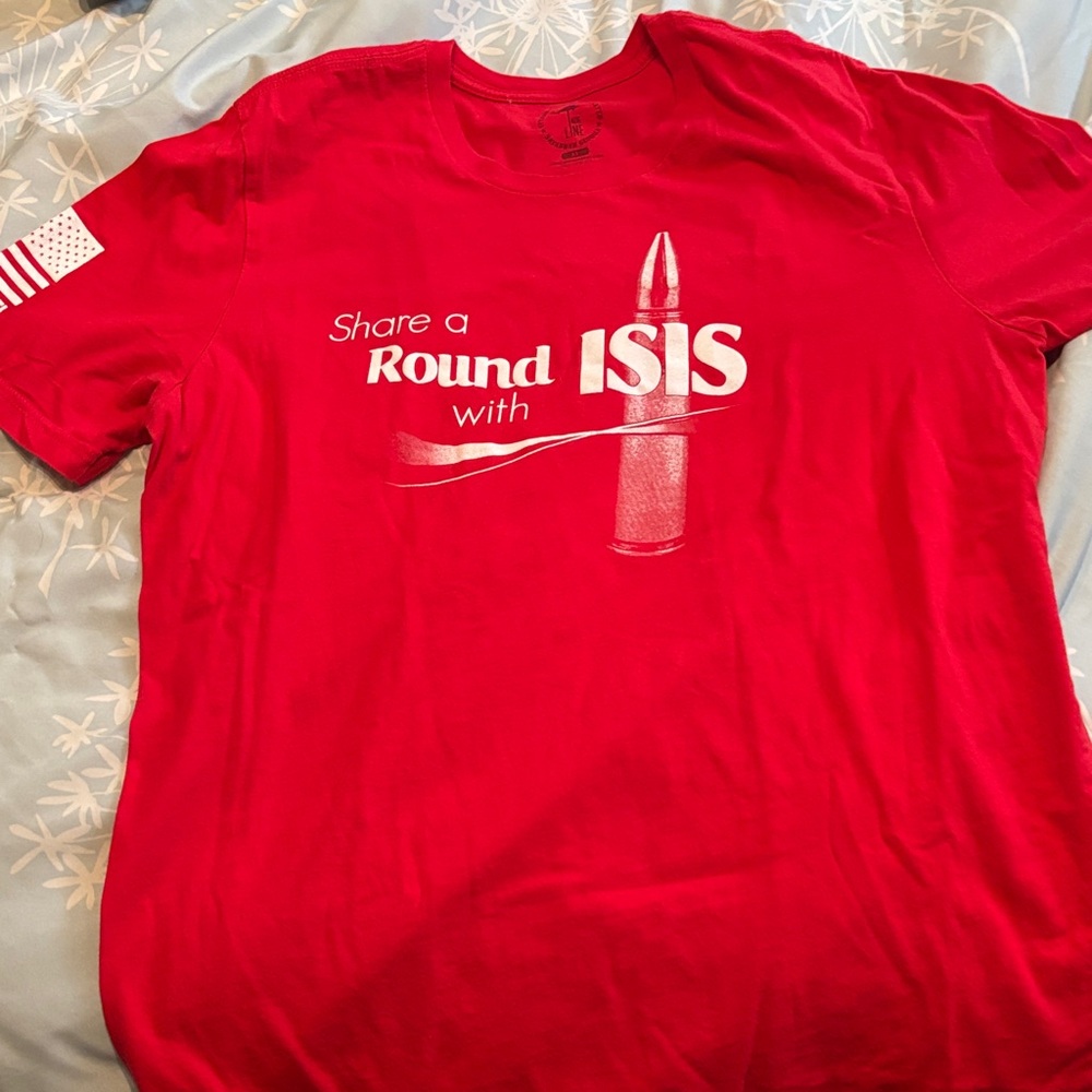 Red Short Sleeve Graphic Tee - Military Bullet Design